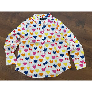 ModCloth x Hello Kitty Supercute Love Button-Up Top White Hearts Womens M NWT